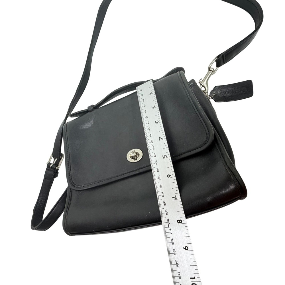 Vintage Coach Station Bag 9870 Black Leather Crossbody Satchel Made USA - Picture 12 of 16